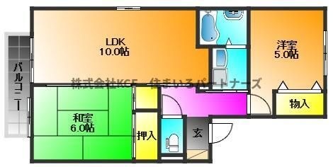 拡大写真:グリーンパーク大善寺Ⅱ 1階A102の間取り