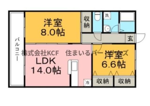拡大写真：久留米市上津町 2階202の間取り