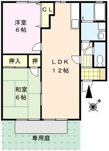 拡大写真:パピオン津福 2階205の間取り