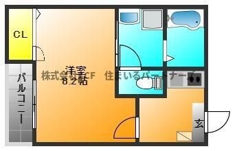 拡大写真:リブレア御井町 2階203の間取り