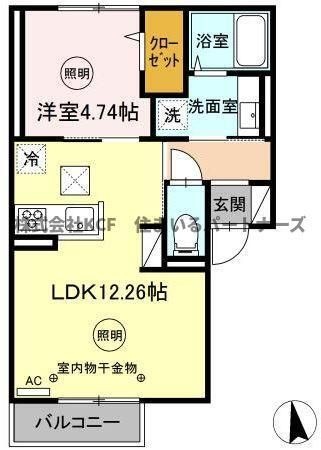拡大写真：Fontaine和賀 1階101の間取り