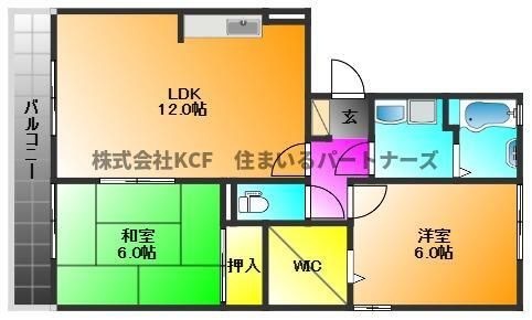拡大写真:ペイサージュ上津 3階303の間取り