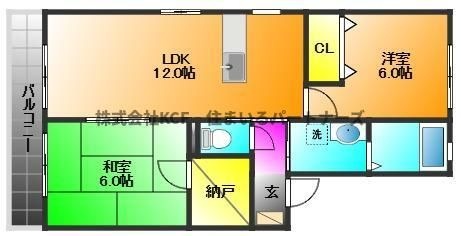 拡大写真:グリーンパーク大善寺Ⅱ 1階B105の間取り
