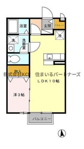 拡大写真:グランシャリオ宮の陣 1階102の間取り
