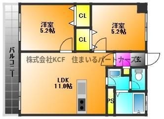 拡大写真:千本杉コーポ 4階403の間取り