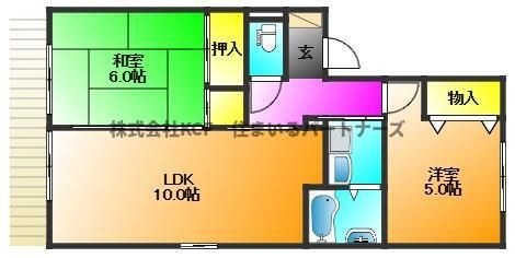 拡大写真:グリーンパーク大善寺Ⅱ 1階A101の間取り