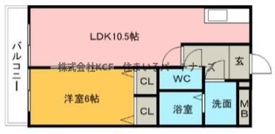 拡大写真:シーベル 2階203の間取り