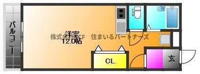 拡大写真:ワンバイワン 1階102の間取り