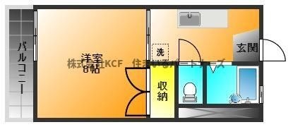 拡大写真:ウッディーハイツ 1階106の間取り