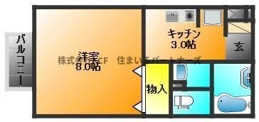 拡大写真:カトルセ 2階205の間取り
