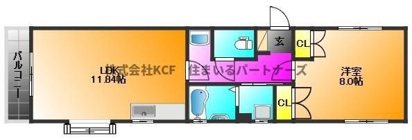 拡大写真:カドル 2階211の間取り