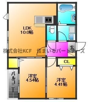拡大写真:レガリア西町 2階201の間取り