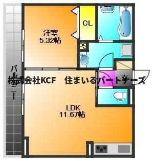 拡大写真:D-roomシャンヴル 1階102の間取り