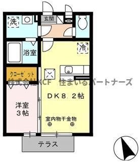 拡大写真：セジュール・ペルル 1階103の間取り