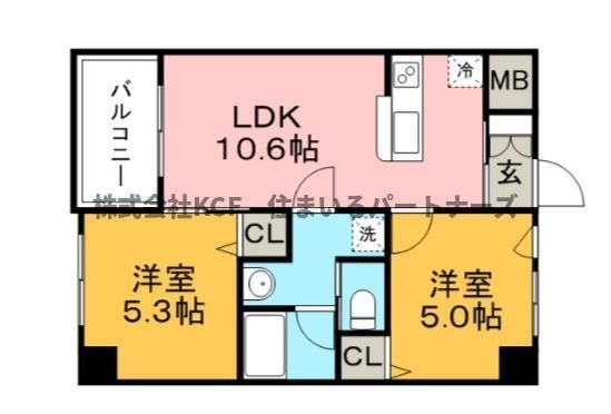 拡大写真:ケープラス 4階401の間取り