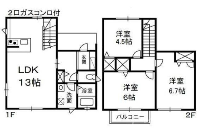 拡大写真:プラージュ A 1階1の間取り