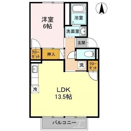 拡大写真：タウン妹尾 2階202の間取り