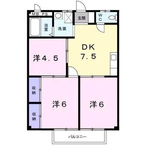 拡大写真:ジョイフル桜 2階202の間取り