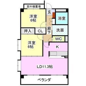 拡大写真:レージュ新栄町 2階205の間取り