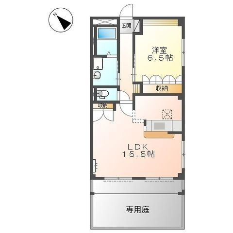 拡大写真:ハピネス久伝原 1階101の間取り
