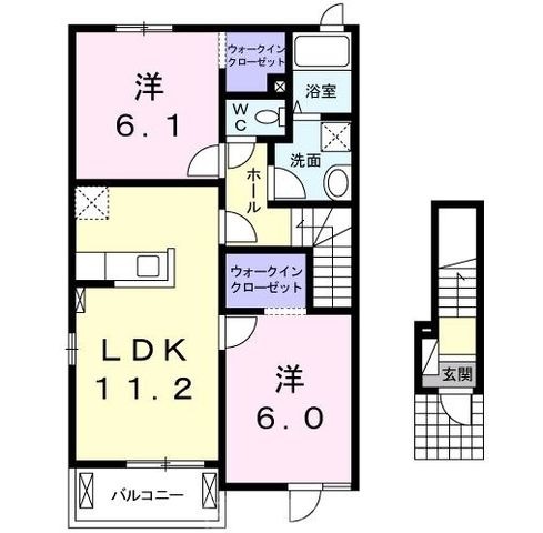 拡大写真:西尾市楠村町南浜屋敷 2階201の間取り