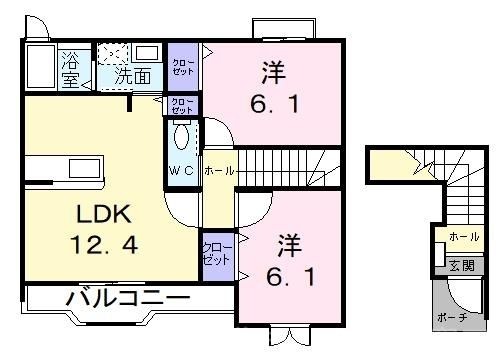 拡大写真:西尾市針曽根町南側 2階201の間取り