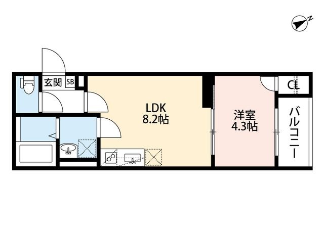 拡大写真:西宮市甲子園町 1階101の間取り
