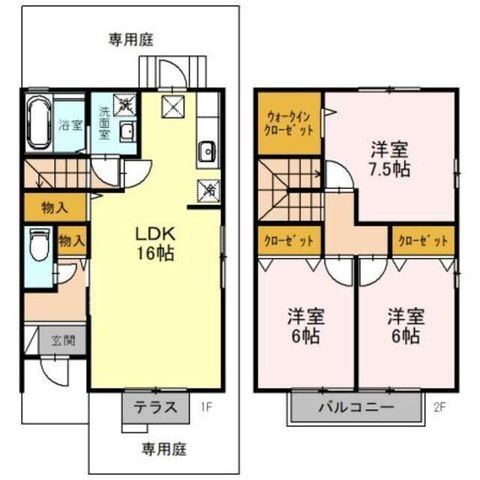 拡大写真:尼崎市南武庫之荘6丁目 1階2の間取り
