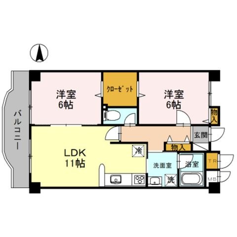 拡大写真:尼崎市塚口町2丁目 5階502の間取り
