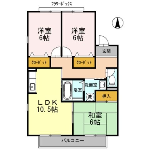 拡大写真:伊丹市野間8丁目 2階207の間取り