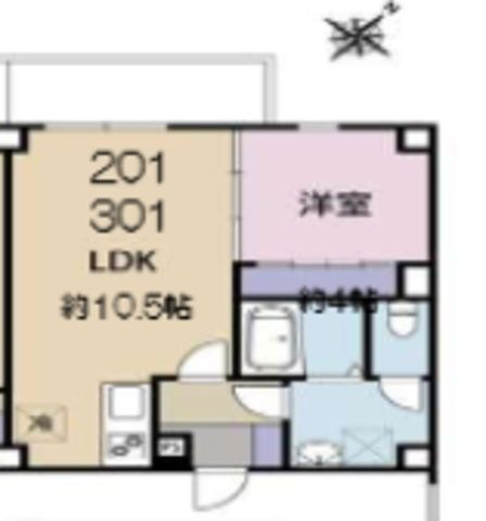 拡大写真:神戸市灘区篠原本町4丁目 3階301の間取り