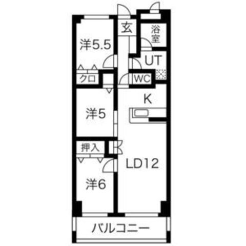 拡大写真:宝塚市川面2丁目 2階203の間取り