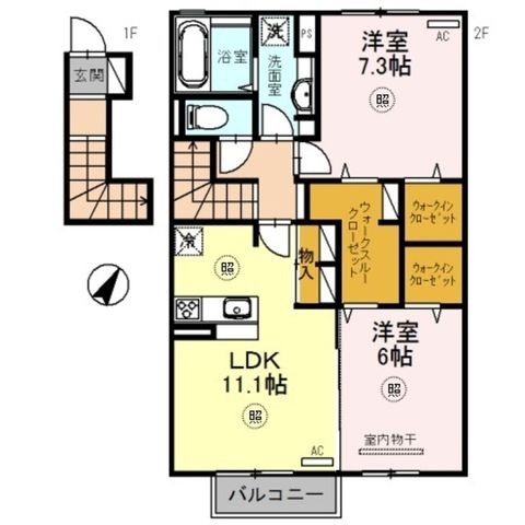 拡大写真:明石市鳥羽 2階202の間取り