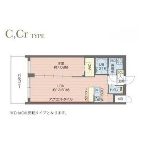 拡大写真:神戸市長田区五番町7丁目 14階1408の間取り