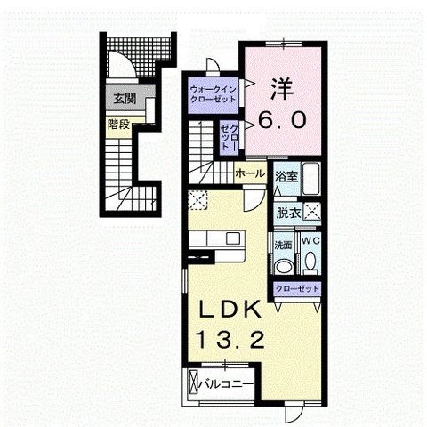 拡大写真:オルテンシアA 2階201の間取り