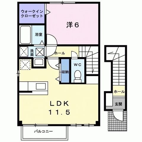 拡大写真:ボナール・ラシーヌ 2階202の間取り