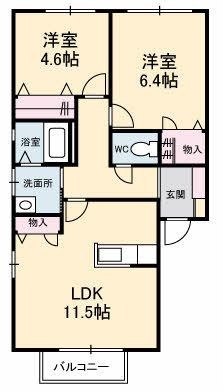 拡大写真:レインボー K 2階201の間取り