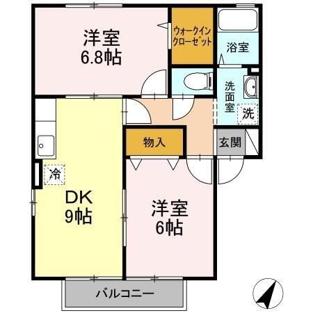 拡大写真:セジュール美里 B棟 1階101の間取り