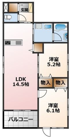 拡大写真:西宮市学文殿町1丁目 3階302の間取り