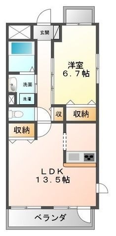 拡大写真:グランジェ東甲子園 2階207の間取り