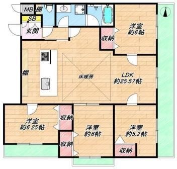 拡大写真：MESSAGE苦楽園三番町 2階203の間取り
