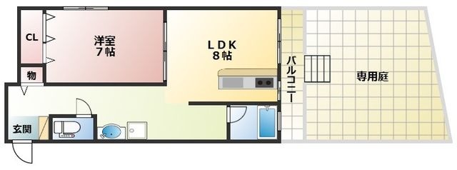 拡大写真:グランドハイツ浜甲子園 1階103の間取り