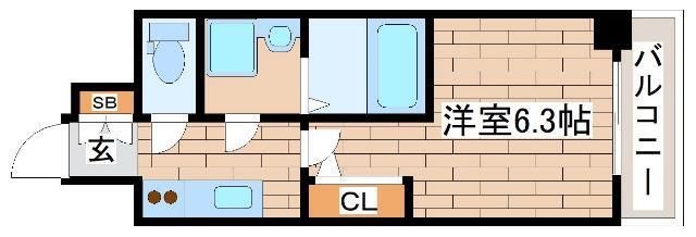 拡大写真:プロヴィスタ神戸三宮EAST 2階202の間取り