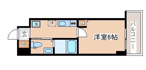 拡大写真:uーro湊川公園前 8階801の間取り
