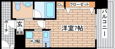 拡大写真:W.O.B.ROKKOHMICHI 5階504の間取り