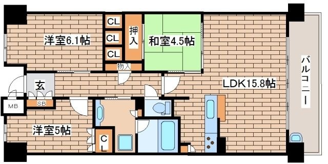 拡大写真:パークホームズ神戸ザレジデンス 12階12の間取り