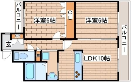 拡大写真:プリンスコート 6階602の間取り