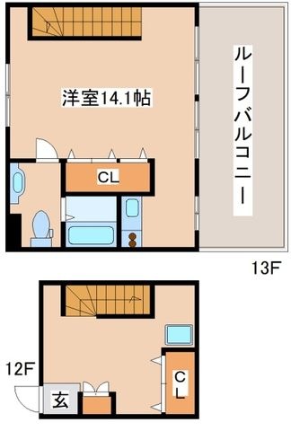 拡大写真:グラージェ三宮 12階1202の間取り