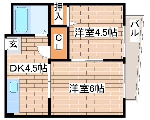 拡大写真:エルパラッツォ記田 2階203の間取り