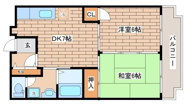 拡大写真:近畿荘 1階102の間取り